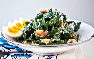 Spinach Salad with Boiled Egg and Walnuts