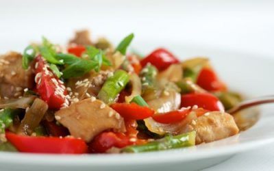 Sesame Chicken with Asparagus